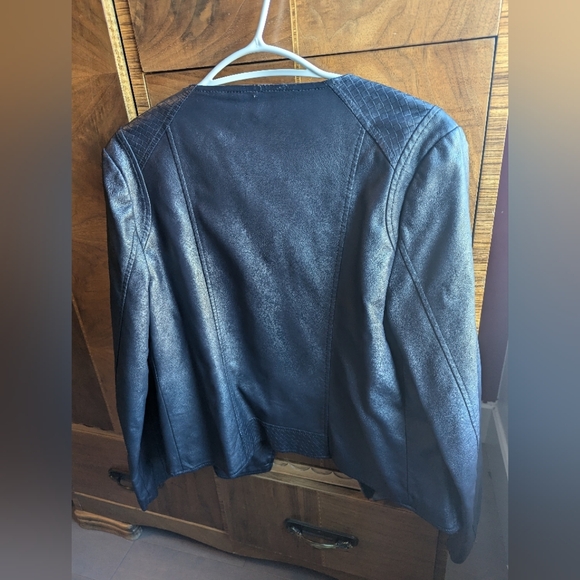 Faux Leather blue Jacket - Picture 3 of 6